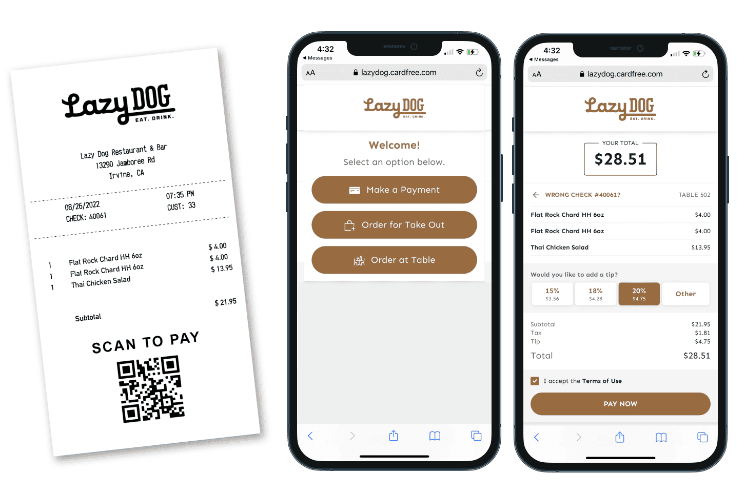 CardFree mobile order and pay at the table