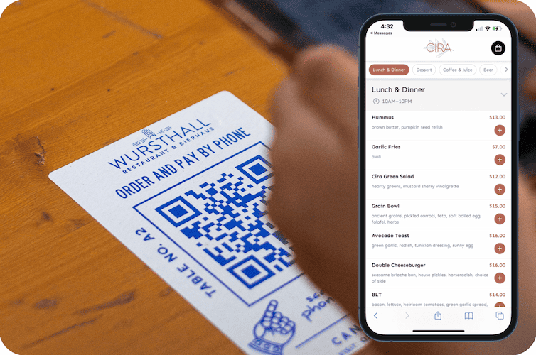 CardFree On-Premise digital ordering and payment via QR code