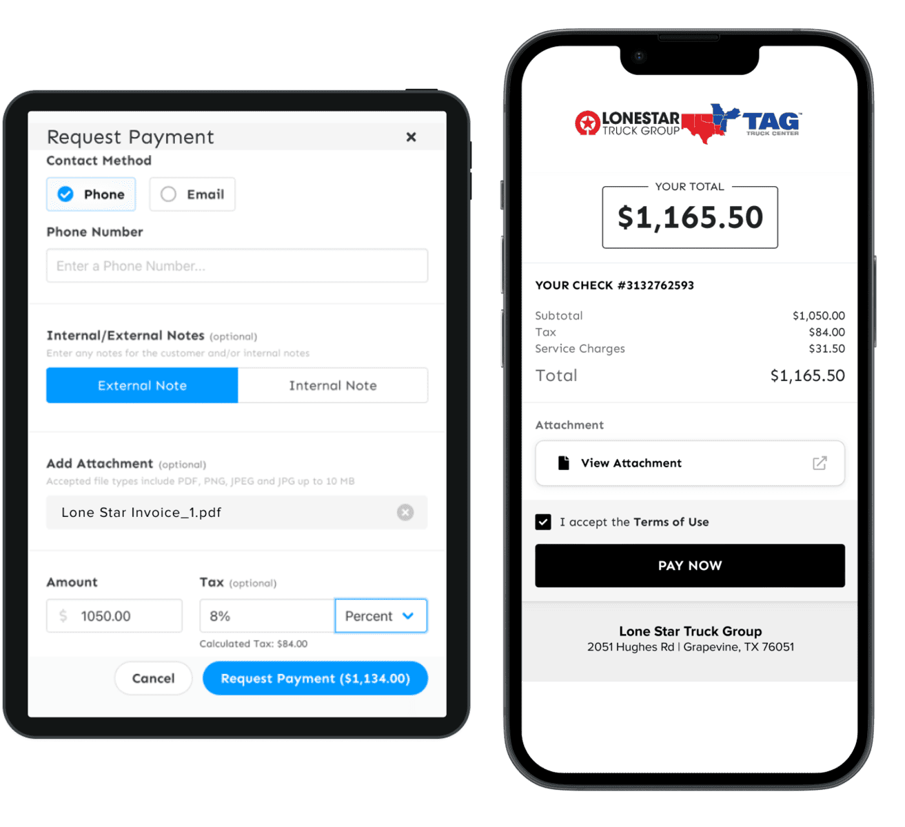 CardFree non-integrated text-to-pay, Lone Star Transportation