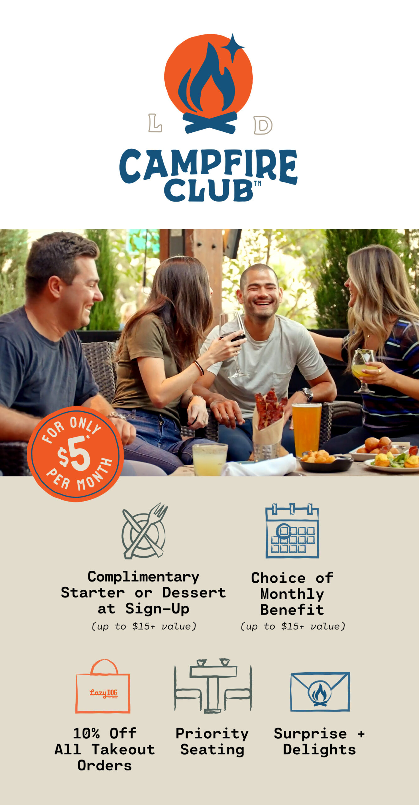 Lazy Dog Restaurant Campfire Club Loyalty Program