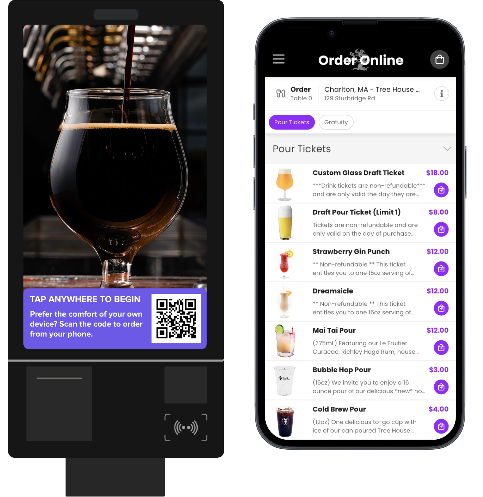 CardFree and Tree House Brewing Co kiosk and order ahead brewery solutions