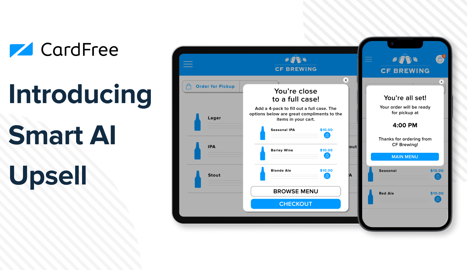 CardFree Smart AI Upsell restaurant online ordering platform